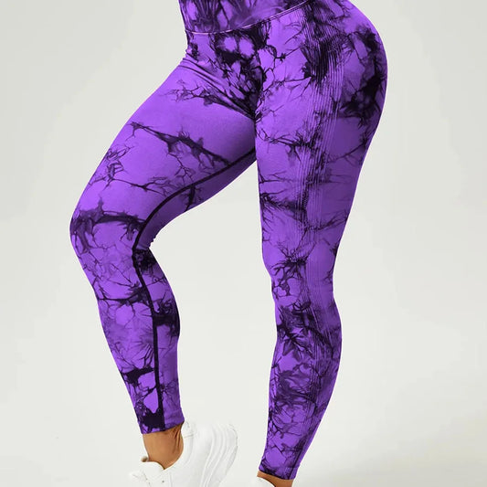 Colorful Tie-Dyed style Yoga Pants with black